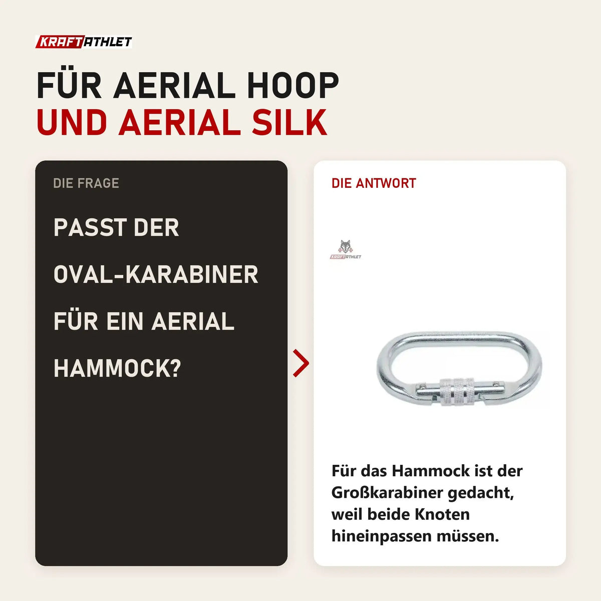 Frage und Antwort zu tiguar Oval-Karabiner Aerial-Karabiner: Passt der Oval-Karabiner für ein Aerial Hammock?
