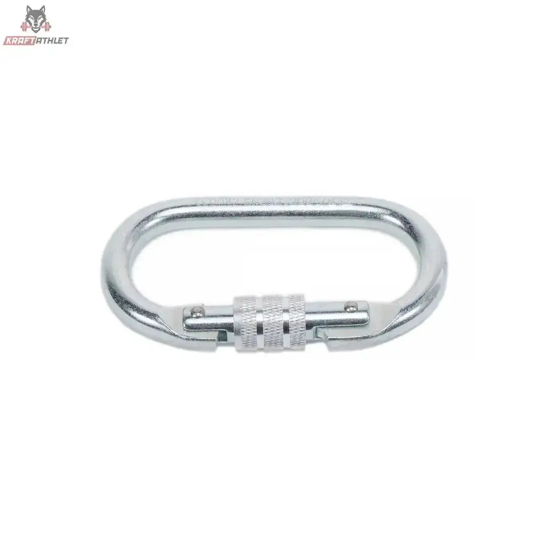 tiguar Oval-Karabiner Aerial-Karabiner in Silber, Seitenansicht mit Schraubverschluss