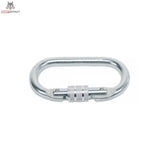 tiguar Oval-Karabiner Aerial-Karabiner in Silber, Seitenansicht mit Schraubverschluss