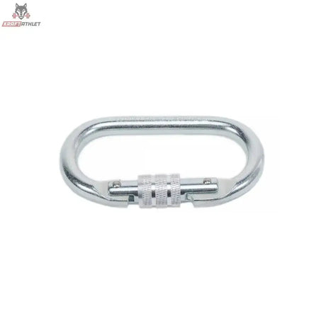 tiguar Oval-Karabiner Aerial-Karabiner in Silber, Seitenansicht mit Schraubverschluss