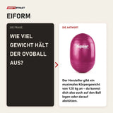 Frage und Antwort zu tiguar Ovoball Lila Pilatesball in Eiform: Wie viel Gewicht hält der Ovoball aus?