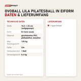 Technische Daten und Lieferumfang von tiguar Ovoball Lila Pilatesball in Eiform als Tabelle