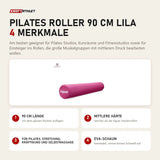 tiguar Pilates Roller 90 cm Lila mit 4 Merkmalen: 90 cm Länge, Mittlere Härte, Für Pilates, Stretching, Kräftigung und Selbstmassage, EVA-Schaum