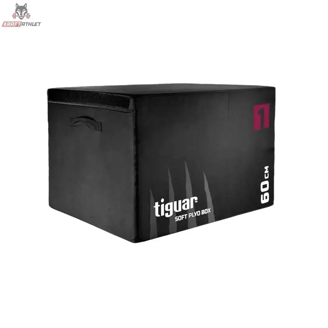 tiguar Plyo Soft Box V2 60 cm Sprungbox aus Schaumstoff in Schwarz, Schrägansicht der 60-cm-Box