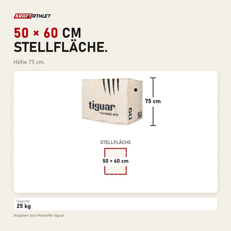 Maßbild tiguar Plyobox Holz 3 in 1: Stellfläche 50 × 60 cm, Höhe 75 cm