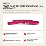 tiguar Power Band GT I Widerstandsband Lila mit 4 Merkmalen: Aufgedruckte Skala, Stufe I (leicht), 208 cm Umfang, 4 mm stark, Vier Stufen einzeln erhältlich