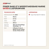 Technische Daten und Lieferumfang von tiguar Power Band GT II Widerstandsband Marine als Tabelle