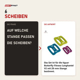 Frage und Antwort zu tiguar Power Gym Butterfly PU-Scheiben-Set V2 (6 Stück): Auf welche Stange passen die Scheiben?