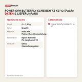 Technische Daten und Lieferumfang von tiguar Power Gym Butterfly Scheiben 7,5 kg V2 (Paar) als Tabelle