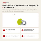 tiguar Power Gym Klemmringe 25 mm (Paar) mit 4 Merkmalen: Für 25-mm-Stangen, Scheibenwechsel in wenigen Sekunden, Zerkratzt die Stange nicht, POM-Acetal und Gummi