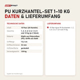 Technische Daten und Lieferumfang von tiguar PU Kurzhantel-Set 1–10 kg als Tabelle