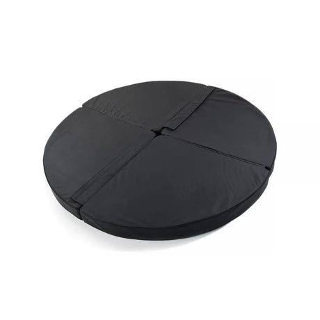 tiguar Runde Fallschutzmatte 150 × 5 cm Aerial-Matte in Schwarz, Schrägansicht auf die geteilte Oberfläche