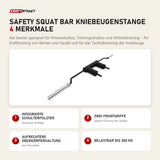 tiguar Safety Squat Bar Kniebeugenstange mit 4 Merkmalen: Integrierte Schulterpolster, Zwei Frontgriffe, Aufrechtere Oberkörperhaltung, Belastbar bis 300 kg