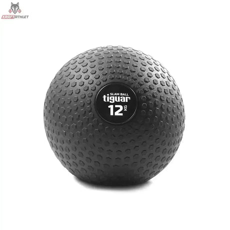 tiguar Slam Ball 15 kg für Bodenwürfe in der Variante 12 kg, schwarzer Ball mit Noppenstruktur in Frontansicht