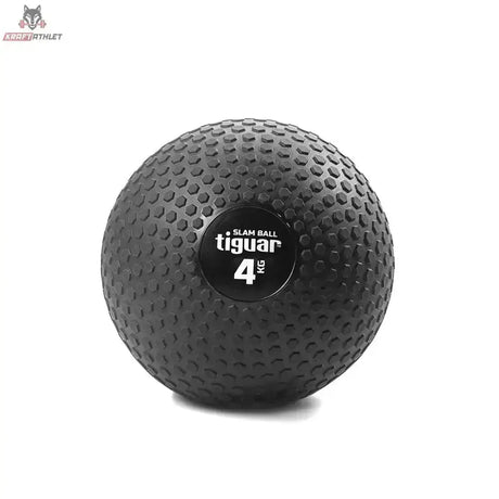 tiguar Slam Ball 15 kg für Bodenwürfe in der Variante 4 kg, schwarzer Ball mit Noppenstruktur in Frontansicht