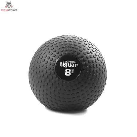 tiguar Slam Ball 15 kg für Bodenwürfe in der Variante 8 kg, schwarzer Ball mit Noppenstruktur in Frontansicht