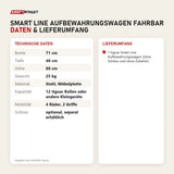 Technische Daten und Lieferumfang von tiguar Smart Line Aufbewahrungswagen fahrbar als Tabelle