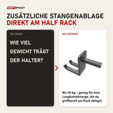Frage und Antwort zu tiguar Stangenhalter für Half Rack: Wie viel Gewicht trägt der Halter?