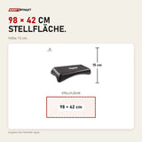 Maßbild tiguar Step-Plattform Graphit: Stellfläche 98 × 42 cm, Höhe 15 cm