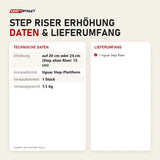 Technische Daten und Lieferumfang von tiguar Step Riser Erhöhung als Tabelle