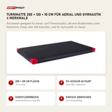 tiguar Turnmatte 200 × 120 × 10 cm für Aerial und Gymnastik mit 4 Merkmalen: 200 × 120 cm Fläche, PU-Schaum 60 kg/m³, Kunstlederbezug, Einfach abwischen