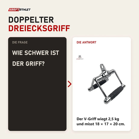 Frage und Antwort zu tiguar V-Griff Kabelzug Dreiecksgriff: Wie schwer ist der Griff?