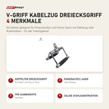tiguar V-Griff Kabelzug Dreiecksgriff mit 4 Merkmalen: Doppelter Dreiecksgriff, Eingebautes Lager, TPR-Gummigriffe, Solide Stahlkonstruktion