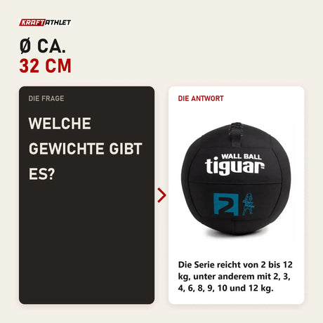 Frage und Antwort zu tiguar Wall Ball 2 kg für Wandwürfe: Welche Gewichte gibt es?