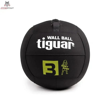 tiguar Wall Ball für Wandwürfe, Variante 3 kg, schwarzer Ball mit gelbgrüner 3 in Frontansicht