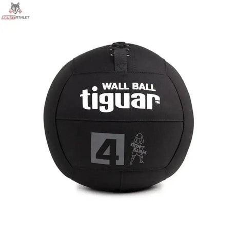 tiguar Wall Ball für Wandwürfe, Variante 4 kg, schwarzer Ball mit grauer 4 in Frontansicht