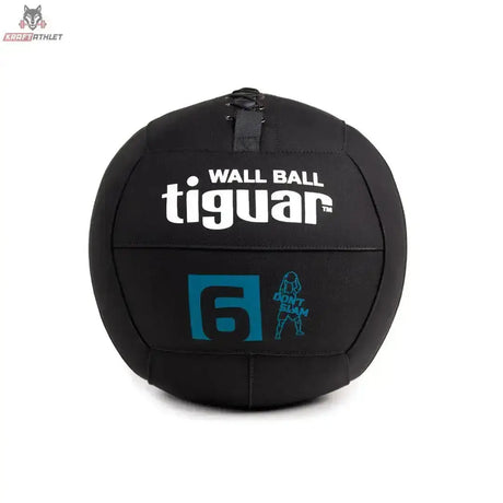tiguar Wall Ball für Wandwürfe, Variante 6 kg, schwarzer Ball mit türkiser 6 in Frontansicht