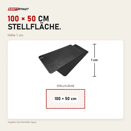 Maßbild tiguar Workout-Matte Schwarz: Stellfläche 100 × 50 cm, Höhe 1 cm