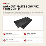 tiguar Workout-Matte Schwarz mit 4 Merkmalen: 100 × 50 cm, Knapp 1 cm stark, PVC-Schicht, Abrieb- und verformungsbeständige Oberfläche