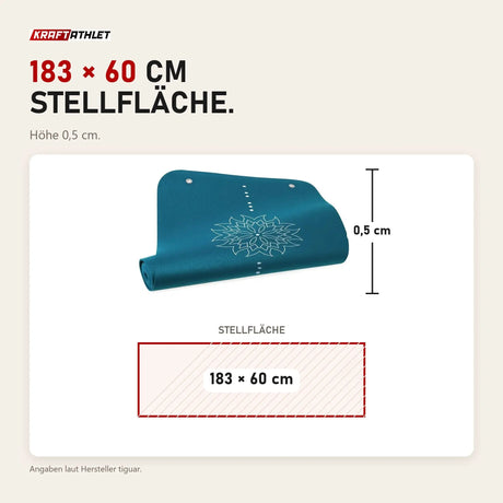 Maßbild tiguar Yoga-Basismatte Marine Yogamatte: Stellfläche 183 × 60 cm, Höhe 0,5 cm