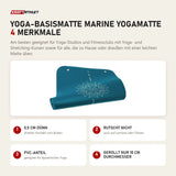tiguar Yoga-Basismatte Marine Yogamatte mit 4 Merkmalen: 0,5 cm dünn, Rutscht nicht, PVC-Anteil, Gerollt nur 10 cm Durchmesser