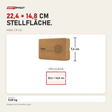 Maßbild tiguar Yoga Block Kork: Stellfläche 22,4 × 14,8 cm, Höhe 7,4 cm