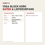 Technische Daten und Lieferumfang von tiguar Yoga Block Kork als Tabelle