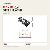 Maßbild Titanium Strength 120HT Hip Thrust Bank: Stellfläche 170 × 84 cm, Höhe 53 cm
