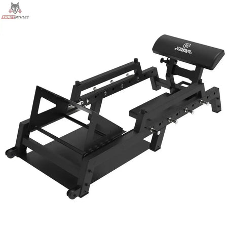 Titanium Strength 120HT Hip Thrust Bank, Seitenansicht des Rahmens mit Plattform und Rückenpolster