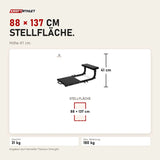 Maßbild Titanium Strength 140HT Hip Thrust Bank: Stellfläche 88 × 137 cm, Höhe 41 cm