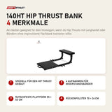 Titanium Strength 140HT Hip Thrust Bank mit 4 Merkmalen: Speziell für den Hip Thrust gebaut, 4 Aufnahmen für Widerstandsbänder, Rutschfeste Plattform 55 × 55 cm, Rückenpolster 70 × 26 cm