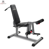 Titanium Strength 150CF Evolution Beinstrecker- und Beinbeuger-Bank: graues Gestell mit Sitz, Rückenlehne und Beinrollen, Schrägansicht