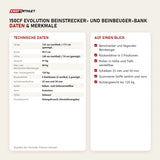 Technische Daten und Merkmale von Titanium Strength 150CF Evolution Beinstrecker- und Beinbeuger-Bank als Tabelle