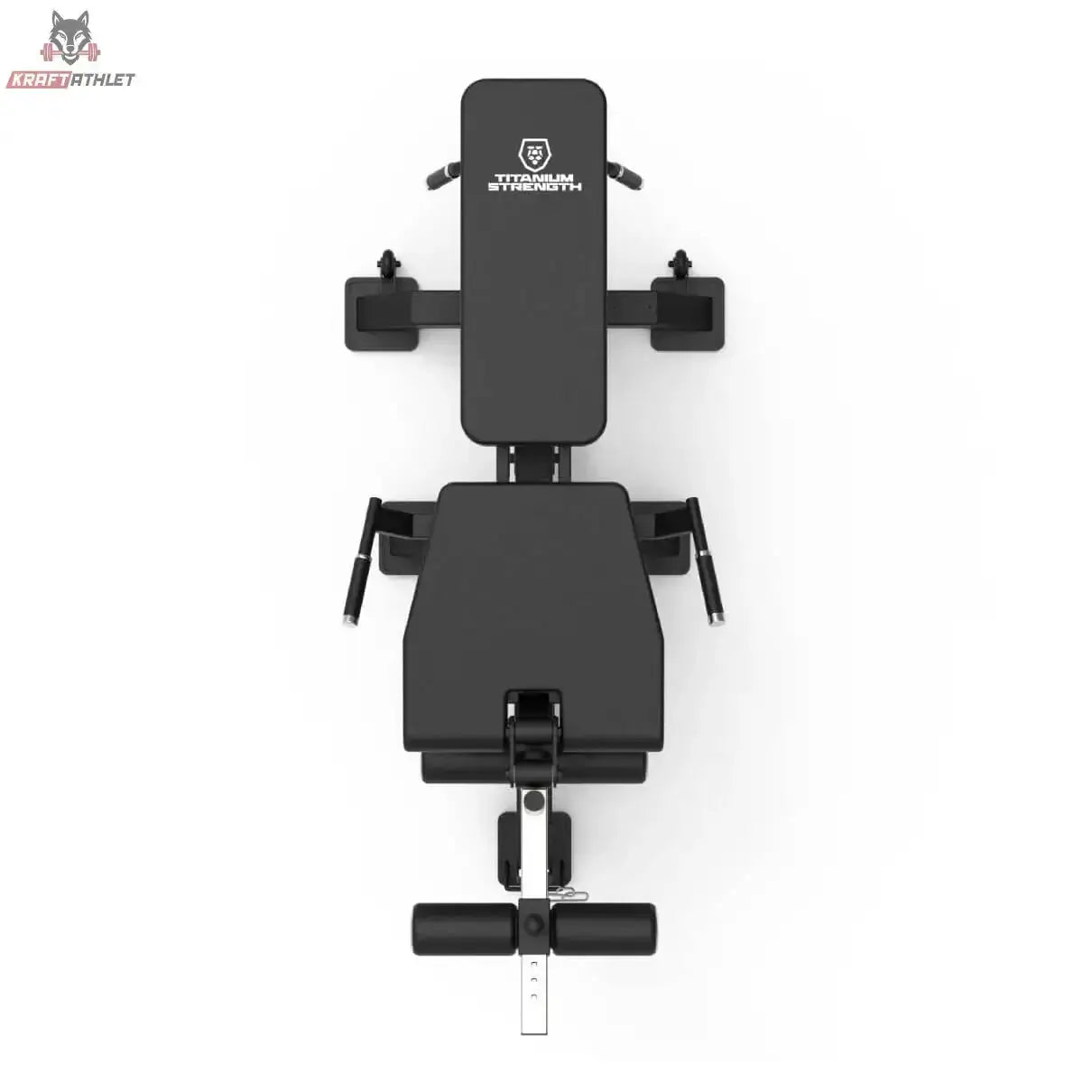 Titanium Strength 150X Dual Leg Extension & Prone Leg Curl Bank, Draufsicht als flache Liegefläche für den Beinbeuger
