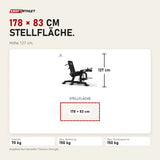 Maßbild Titanium Strength 150X Dual Leg Extension & Prone Leg Curl Bank: Stellfläche 178 × 83 cm, Höhe 127 cm