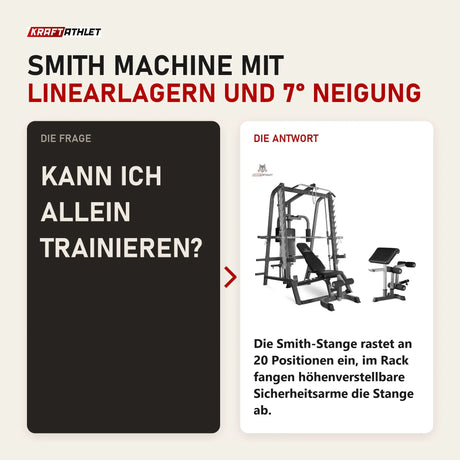 Frage und Antwort zu Titanium Strength 160ST Total Smith Machine: Kann ich allein trainieren?