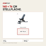 Maßbild Titanium Strength 180DB Dxe FID Utility Hantelbank: Stellfläche 140 × 76 cm