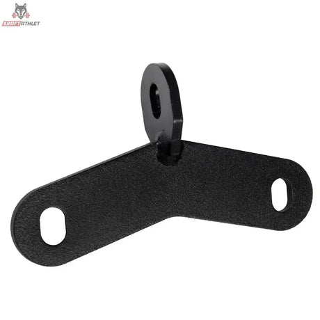 Titanium Strength 2A1C Kabeladapter in der Frontansicht, schwarze Stahlplatte mit Öse und zwei Langlöchern
