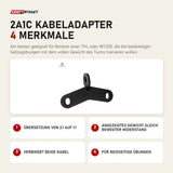 Titanium Strength 2A1C Kabeladapter mit 4 Merkmalen: Übersetzung von 2:1 auf 1:1, Angezeigtes Gewicht gleich bewegter Widerstand, Verbindet beide Kabel, Für beidseitige Übungen