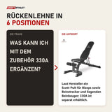 Frage und Antwort zu Titanium Strength 330BM Verstellbare FID Hantelbank: Was kann ich mit dem Zubehör 330A ergänzen?